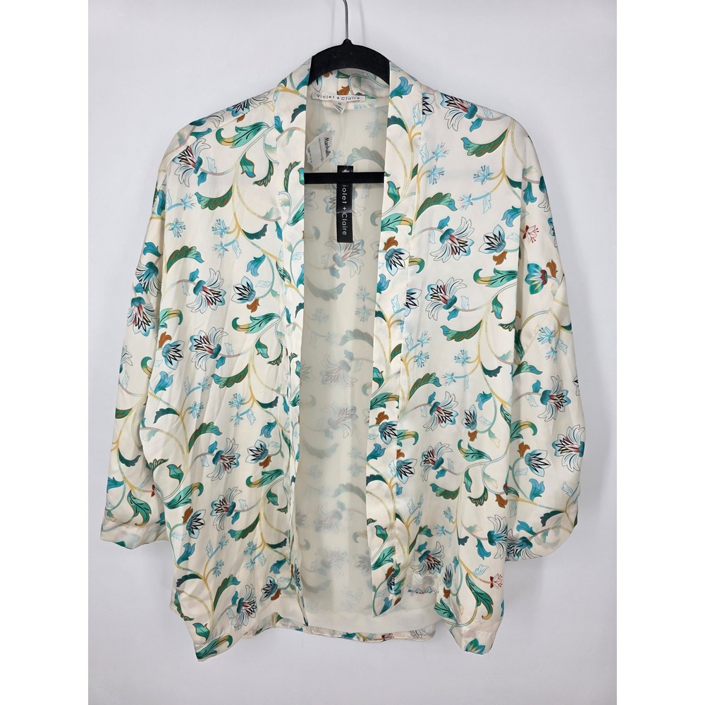 Violet + Claire Floral Kimono‎ Jacket Women's Open Front Lightweight Size Medium